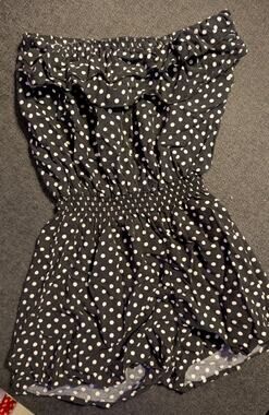 Black and White Polka Dot Strapless Romper Size Small